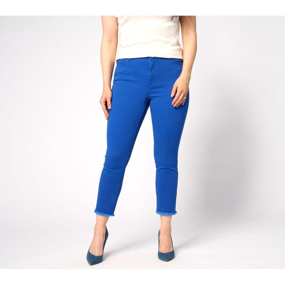 Dennis Basso Women's Petite Pants 12P Color Denim Slim Fit Crop Jean Blue